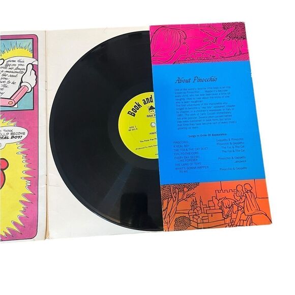 RARE DISNEY PINOCCHIO BOOK/STORY & VINYL 12” LP RECORD SET VINTAGE COLLECTIBLE - Picture 6 of 7